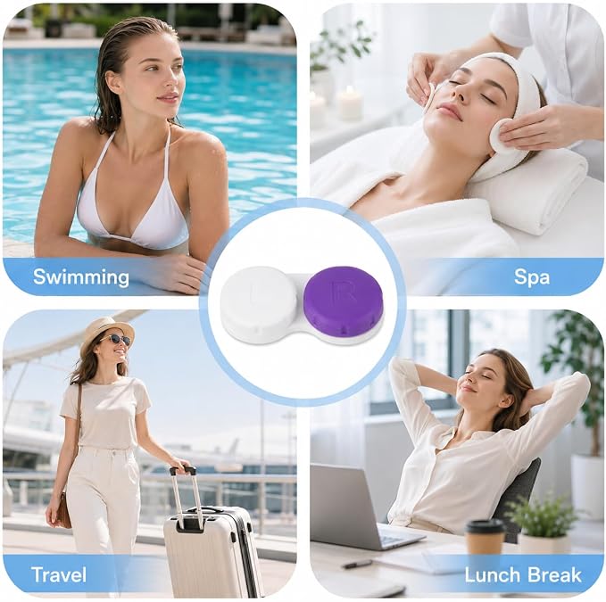 12 Pack Contact Lens Case, Portable Contact Case for Travel Outdoor Home Office Dormitory and Daily Use,Colorful(White,Purple) - Image 6