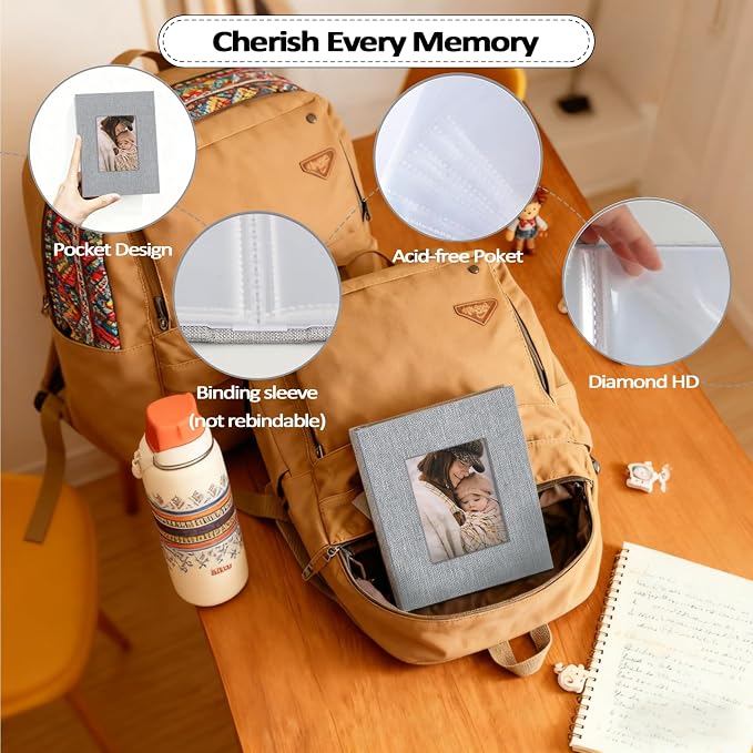 Popotop 2 Pack Photo Album 4x6 Pictures, Small Linen Slip-in Photo Albums Book for 80 Photos with 40 Pockets, Birthday Gifts for Women Mom Family Baby - Image 4