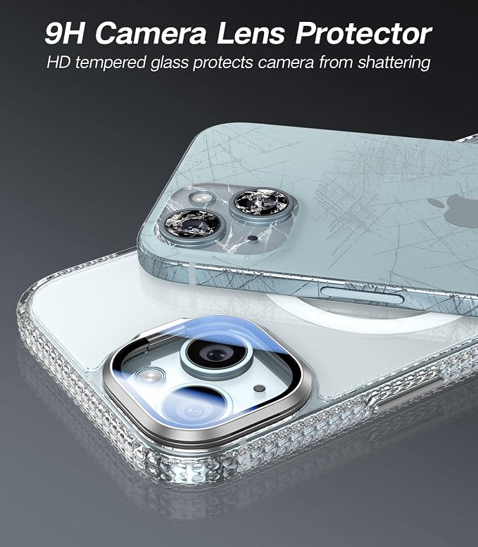 VOFATA [Upgraded] for iPhone 15 Case with Camera Cover Stand [Fit for MagSafe][9H Camera Lens Protector] Mil-Grade Protection Transparent Magnetic iPhone 15 Phone Case, Clear - Image 2