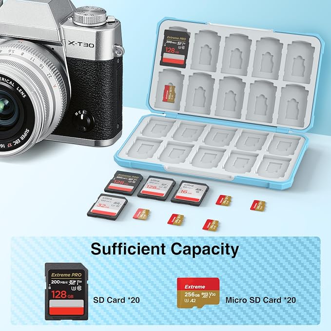 HEIYING SD Card Holder with 40 Precise Slots for SDXC SDHC Micro SD Cards | Portable SD Card Case, Hard ABS Shell with Soft Silicone Lining, Precise Card Slots,Magnetic Closure for Neat Storage - Image 2