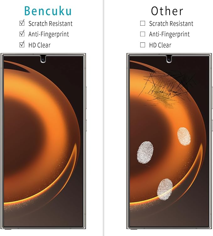 Screen Protector for Samsung Galaxy S24 Ultra Tempered Glass | Camera Lens Protector, Fingerprint ID Compatible, Anti Scratch, 2+2 Pack - Image 2