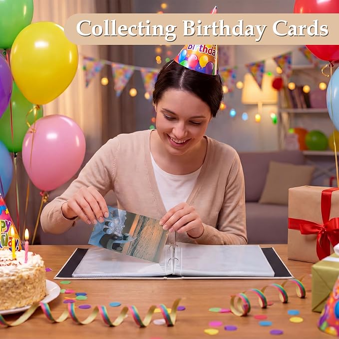 Spiareal Greeting Card Binder Album 6x8,Wood Color,Birthday | 100 Pages, Clapperboard Movie Design, Photo Holder for Party Wedding, Postcard Storage Organizer, Memory Keepsake Book - Image 2