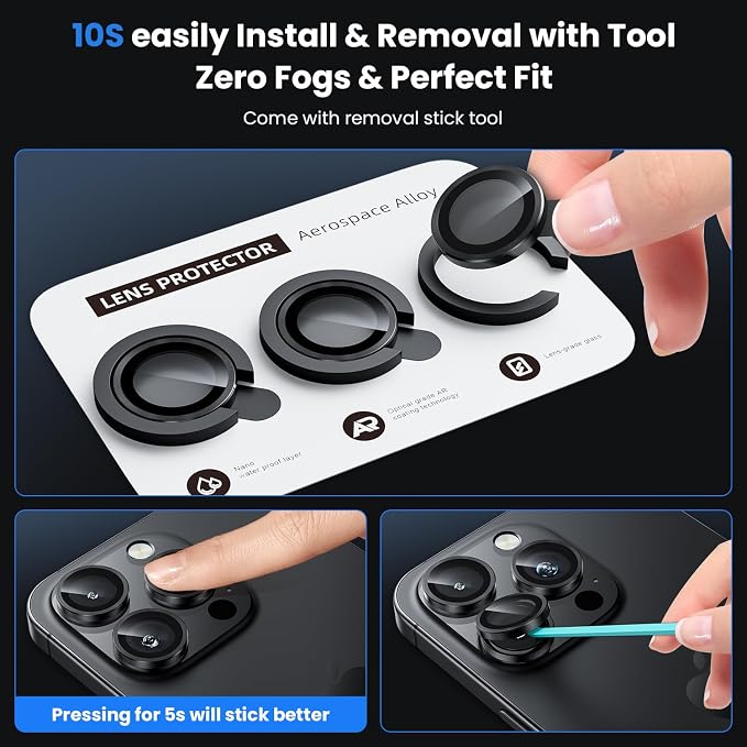 WSKEN for iPhone 16 Pro/iPhone 16 Pro Max Camera Lens Protector | Original Shooting Mode, Individual Metal Cover Film, Shatterproof HD Tempered Glass Camera Screen Protector, Black - Image 6