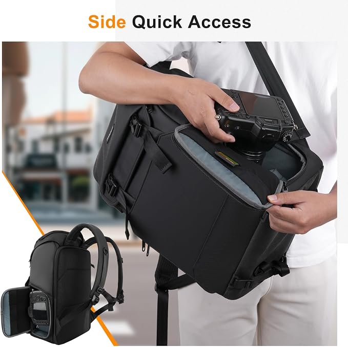 MOSISO Camera Backpack, DSLR/SLR/Mirrorless Camera Bag with Top Flap Pocket | Photography Backpack with 15-16 inch Laptop Compartment&Tripod Holder&Rain Cover Compatible with Canon/Nikon/Sony, Black - Image 3