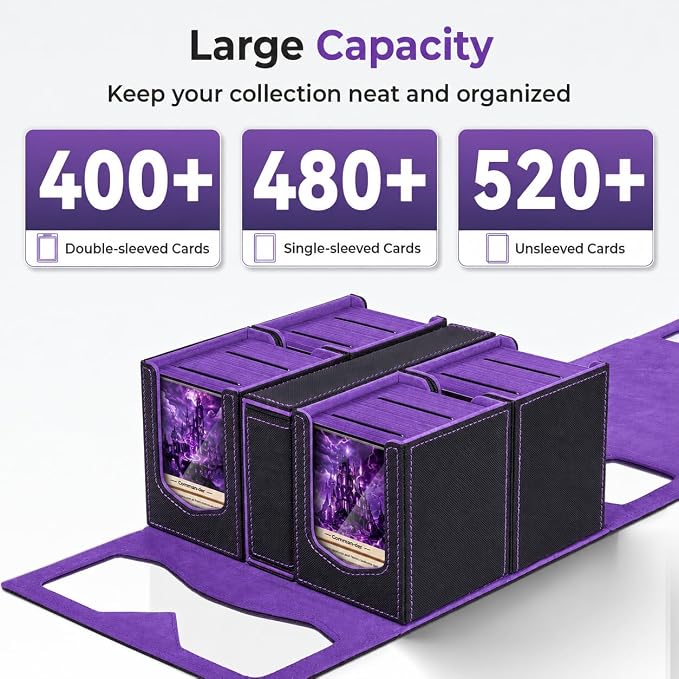 Fabmaker Deck Box Compatible with MTG, Large Capacity Trading Card Storage | Box for Comman-der, 5-in-1 Leather Magnetic Closure Card Box with Token Tray, Card Box Compatible with Magic the Gathering - Image 2