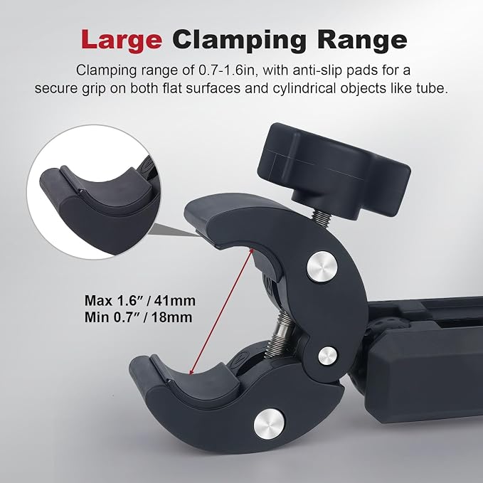 Double Clamp Mount,Double Super Clamp Camera Mount with 360° Ballhead Magic Arm for Desk, Cross Bars,Tripod, Handlebar Studio Light Stand Holder Photography Reflector, Flag, Umbrella,JC025 - Image 5