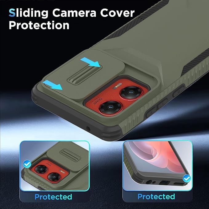 for Motorola G Stylus 5G 2024 Case with 1 HD Screen Protector & Slide Camera Cover[Military-Grade]Phone Case Heavy Duty Rugged Shockproof Protective Cover for Moto G Stylus 5G 2024(Pine Green) - Image 4