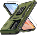 DEERLAMN Case for Samsung Galaxy S24 6.2-Inch with Slide Camera Cover+Screen Protector(1 Pack), Rotated Ring Kickstand Military Grade Shockproof Protective Cover-Olive Green by DEERLAMN