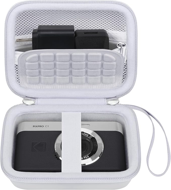 Canboc Carrying Case for KODAK PIXPRO C1 Friendly Zoom Digital Camera | For Canon PowerShot ELPH 360 HS A/ 360 HS/ 360/ IXY 650 Digital Camera, Mesh Pocket fit Cable, SD Card, White (Case Only) by Canboc