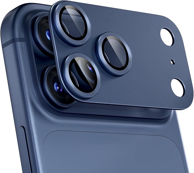for iPhone 17 Pro Camera Lens Protector, Deep Blue | [Military Grade Shatterproof] [Strong Adsorption] [Case Friendly] Matte Metal Tempered Glass Camera Screen Cover Accessories by Beuxece