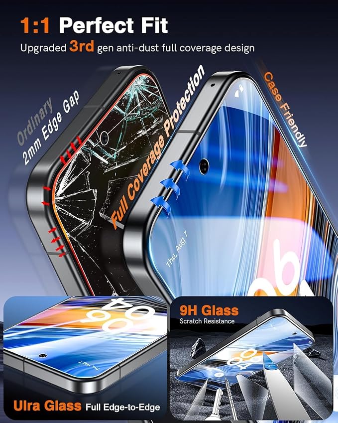 LK 2 Pack for Google Pixel 10 Pro Screen Protector [Auto Dust-Elimination] | 0 Bubble [Fingerprint Unlock] HD Clear 9H Tempered Glass Screen Protector for Pixel 10 Pro, Anti-Scratch - Image 5