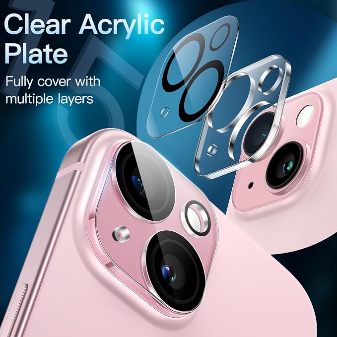 JETech Camera Lens Protector for iPhone 15/15 Plus, 3-Pack | 9H Tempered Glass, HD Clear, Anti-Scratch Protection, Night Shot Compatible, Case-Friendly - Image 3