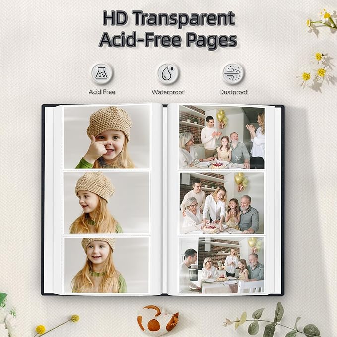 Popotop Photo Album 4x6-300 Photos Linen Cover Photo Books with 300 Horizontal Pockets,Slip-in Picture Albums for Family Wedding Anniversary Baby Vacation Pictures - Image 3
