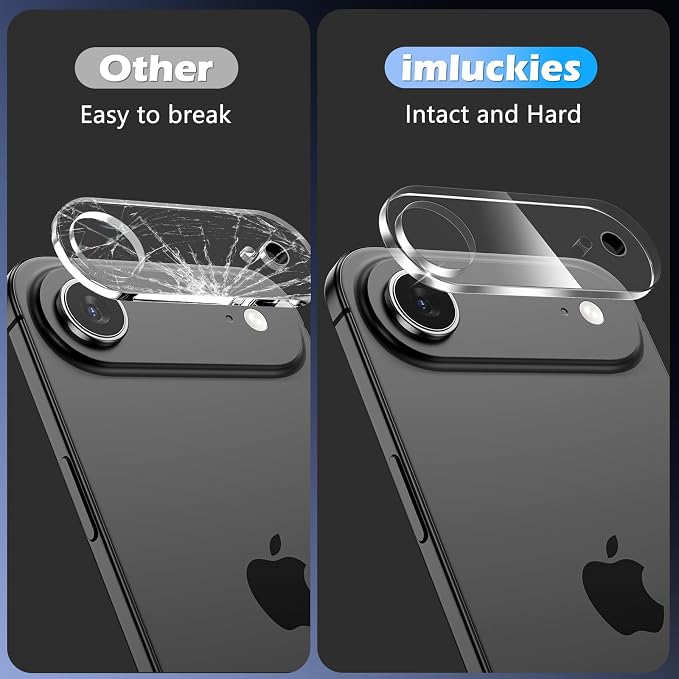 imluckies 3 Pack for iPhone 17 Air 6.5" Camera Lens Protector, HD Clear Tempered Glass Camera Accessories, 9H Hardness Anti-Scratch Screen Cover, Case Friendly[Not Affect Night Shots] - Image 6