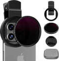 52mm Variable ND2-ND400 Filter with Upgraded Phone Clip, Neutral Density Filter Lens for iPhone 16/15/14/13 Pro Max Samsung Moto Google TCL, HD Double-Sided Multi-Coated Glass by ALILUSSO