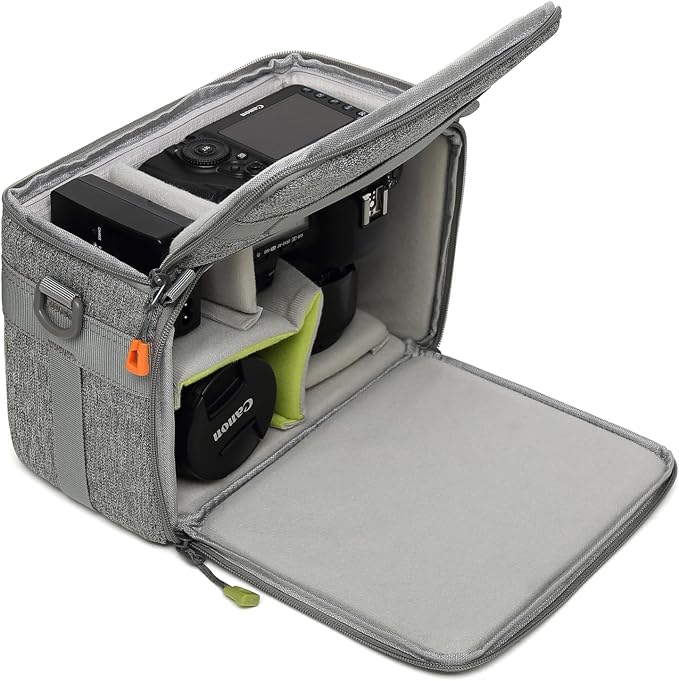 Camera Insert Bag,Shockproof &Pressure-proof Dual Opening Camera Lens Cube Case Bag,Digital DSLR SLR Mirrorless Cameras Accessories Storage Pouch Compatible for Canon,Nikon,Sony,Panasonic（S） by svatin