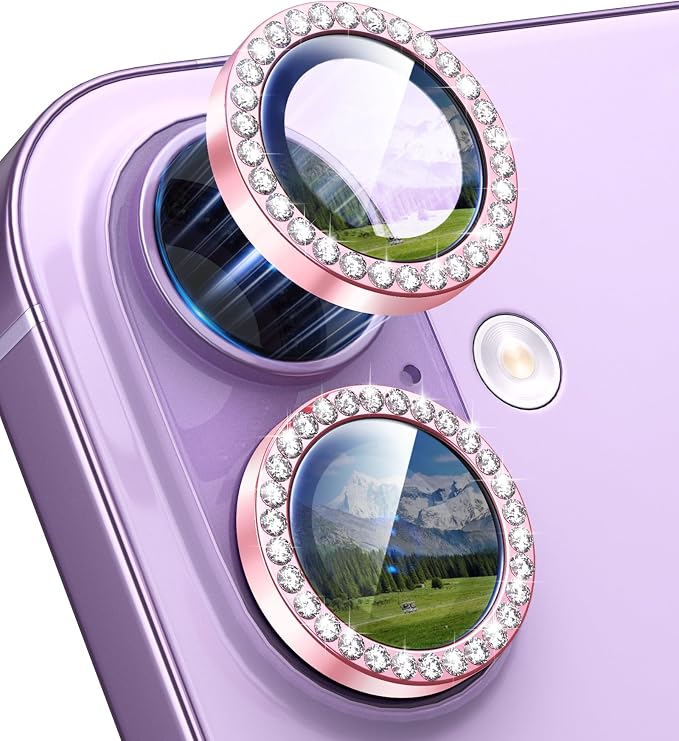 for iPhone 17 Camera Lens Protector Cover Bling Diamond, Pink | Individual Metal, 9H Hardness, Scratch Resistant, Shockproof, Drop Protection, Case Friendly, Stylish Accessories by Xfilm