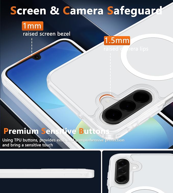 FNTCASE for Galaxy A26 5G Phone Case, Fit for Magsafe, Screen Protector | Translucent Matte, 14FT Military Grade Drop Protection, Slim Shockproof Protective, for Samsung A 26 4G Cover, White - Image 7