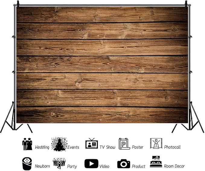 Wood Backdrop for Photography 10x8ft Vinyl Brown Wood Backdrops | Wood Backdrops for Birthday Party Decoration,Baby Shower,Wedding Shower,Festival,Wooden Wall Photo Booth - Image 2