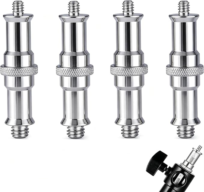 4 Pieces Standard 1/4 to 3/8 inch Metal Male Convertor Threaded Screw Tripod Adapter Spigot Stud for Flash Holder, Studio Light Stand, Ball Head, Hotshoe/Coldshoe Adapter, Wireless Flash Receiver by KuuGuu