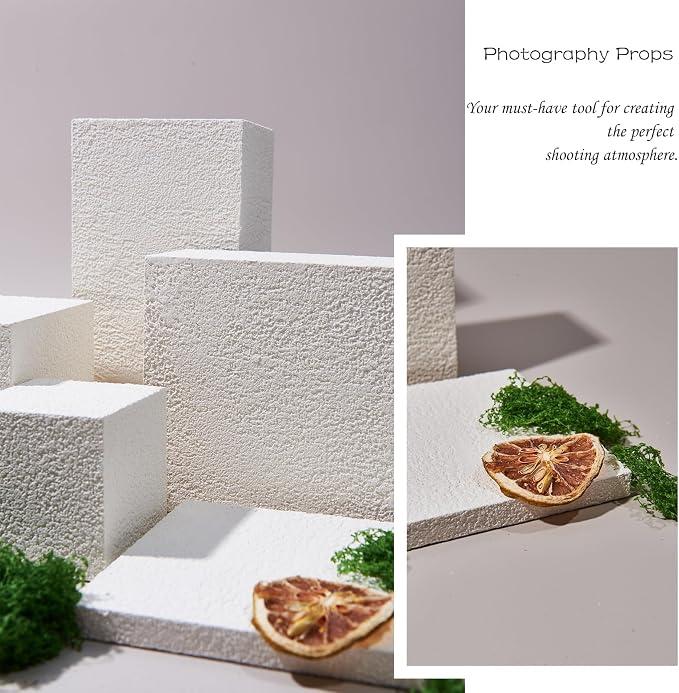 5PCS Product Photography Background Props Wooden Hand Painting | Geometric Cube Waterproof Grain Textured Irregular Photos Prop for Photoshoot Cosmetics Fragrance Photo Food Jewelry - Image 3