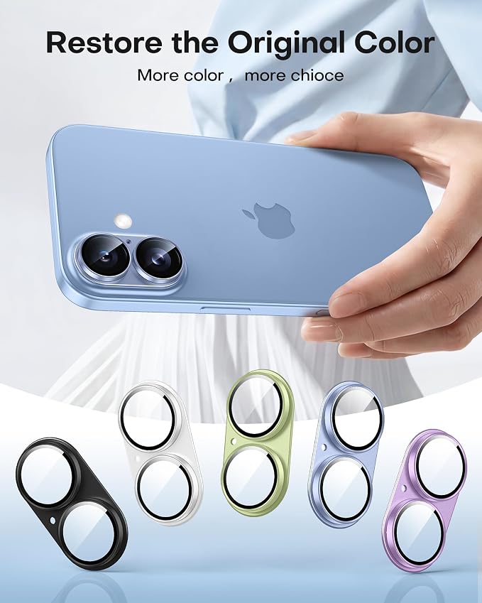 TAURI 2 Pack for iPhone 17 Camera Lens Protector, Mist Blue | Full Coverage Military-Grade Shatterproof, Upgrade AR Anti-Reflection Ultra Clear Transmission & Case Friendly - Image 7