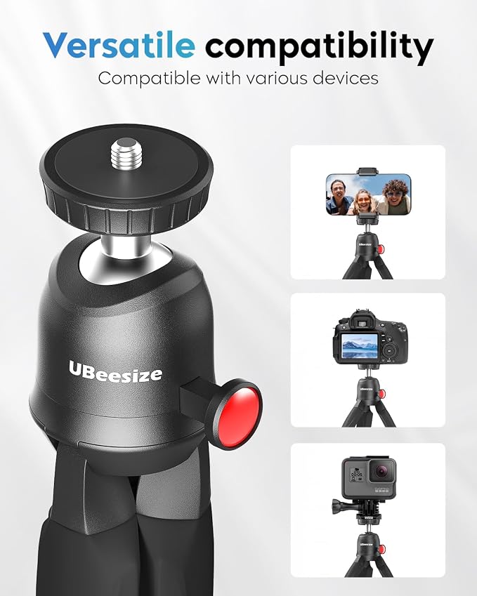 UBeesize Flexible Tripod for iPhone and Samsung with Remote and Phone Holder, Ideal for Video Recording, Vlogging, and Selfies, Compatible with Canon and Sony Cameras - Image 2