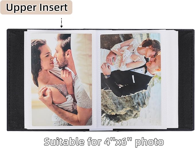 RECUTMS Small Photo Album 4x6 52 Photos Leather Baby Picture Book Dark Blue | White Inner Pages, 52 Vertical Pockets, Mini Albums for Family Wedding Travel, DIY Front Window, Artwork or Postcards Storage - Image 5