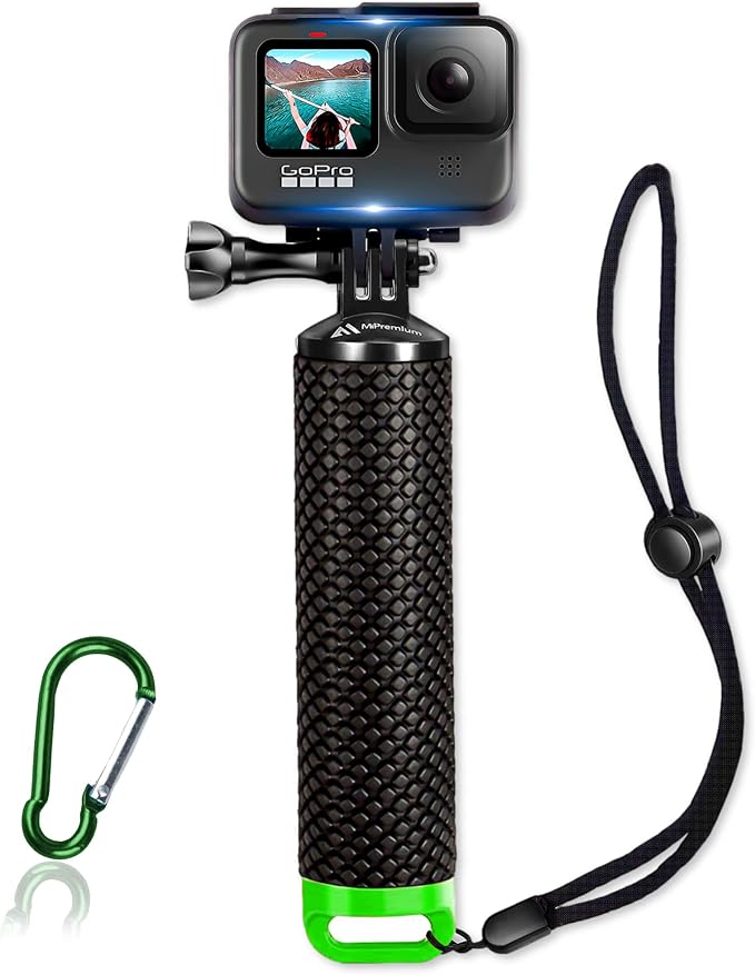 Floating Hand Grip Waterproof Monopod for GoPro Hero 13 12 11 10 9 8 7 6 5 | Compatible with Hero Session Black Silver Handler & Handle Mount Accessories Kit for Water Sport & Action Cameras (Green) by MiPremium