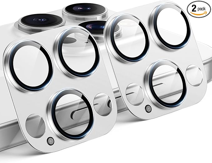 TAURI 2 Pack for iPhone 16 Pro Max/16 Pro Camera Lens Protector, Silver | Full Coverage Military-Grade Shatterproof, Upgrade AR Anti-Reflection Ultra Clear Transmission & Case Friendly by TAURI