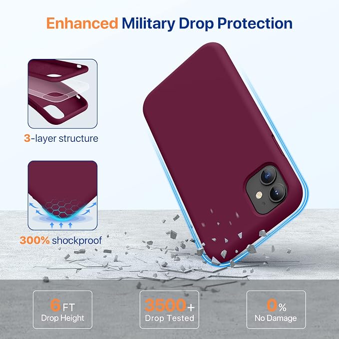 Miracase Silicone for iPhone 11 Phone Case, Wine Red | Soft Anti-Scratch Microfiber Lining, Premium Silicone Cover Shockproof Drop Protection Phone Case for 11 - Image 4