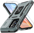 DEERLAMN Case for Samsung Galaxy S24 6.2-Inch with Slide Camera Cover+Screen Protector(1 Pack), Rotated Ring Kickstand Military Grade Shockproof Protective Cover-Grey by DEERLAMN