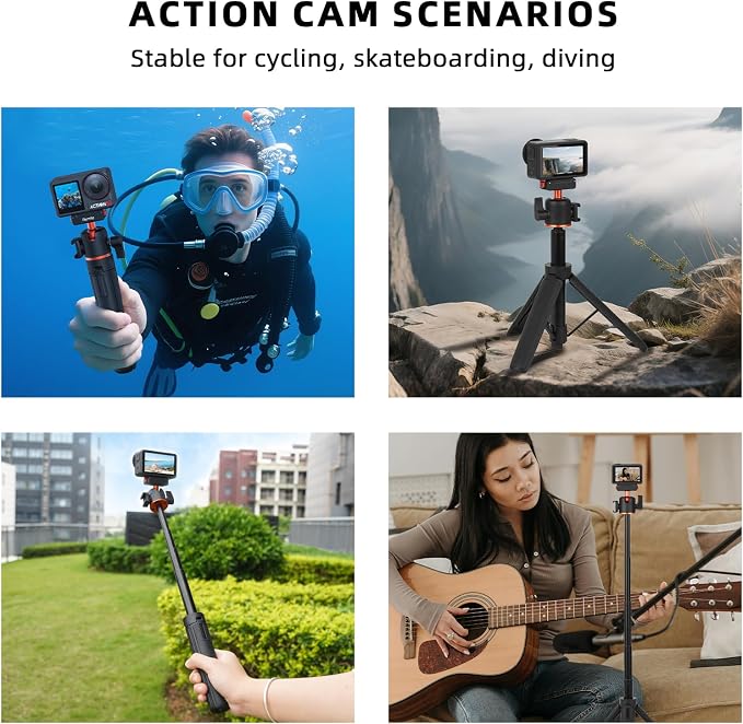 BRDRC Action 5 Pro Tripod Accessories, 21” Extension Rod Mini Table Desk Selfie Stick Portable Handle Grip Quick Release Stand with Cold Shoe for DJI Osmo Action 5 Pro 4 3 Camera - Image 9