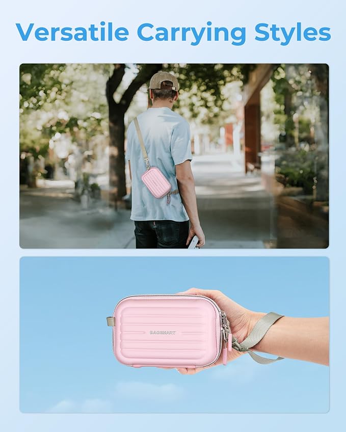 BAGSMART Digital Camera Case, Small Camera Bag with 2 Carrying Ways, Pink | Lightweight Camera Sling Bag for Canon Powershnot ELPH 180/190/Sony DSCW800/DSCW830, Waterproof & Protective - Image 8