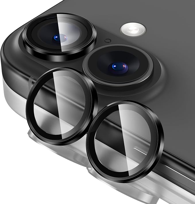 Tensea for iPhone 16/16 Plus Camera Lens Protector, Camera Cover | 9H Tempered Glass Camera Screen Protector, Metal Individual Ring for iPhone16 6.1inch/ 16Plus 6.7inch, HD Clear, Easy Install by Tensea