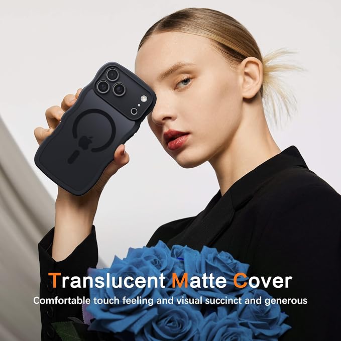 BENTOBEN Magnetic for iPhone 17 Pro Case, Cute Wavy Full Camera Protection [Compatible with MagSafe] Matte Anti-Slip Bumper Women Girls Boys Protective Cover for 17 Pro 6.3", Black - Image 7