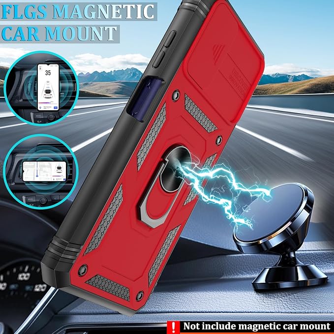 Gritup for Galaxy A03S Phone Case Military-Grade Shockproof with Kickstand | with 2 PCS Screen Protector, Slide Camera Cover, Heavy Duty Outdoor Protection Funda para Galaxy A03s Cover-Red+Black - Image 6