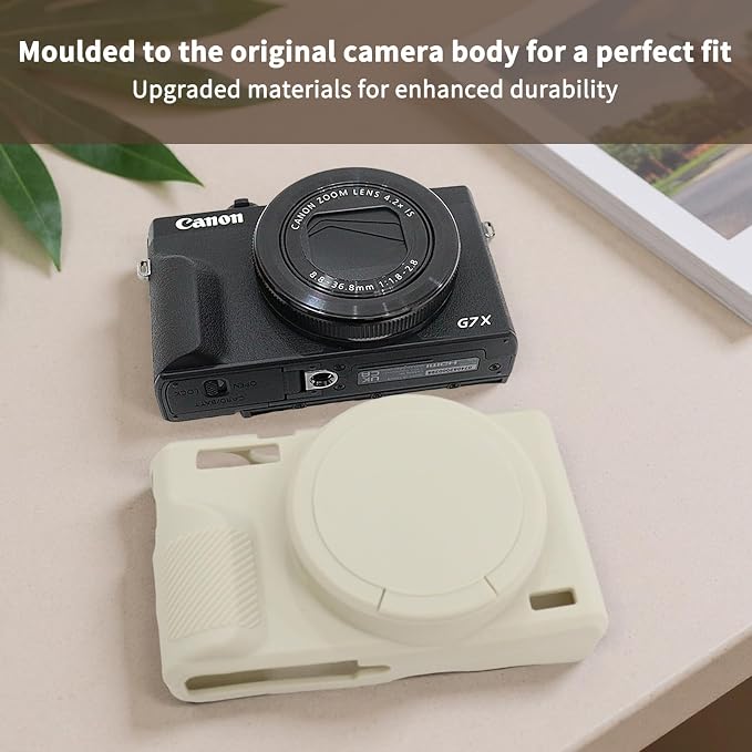 VOVMOEYA Camera Case for Canon Powershot G7 X Mark III with 2PCS Screen Protector,Full Pritection Soft G7X III Silicone Case Detachable Lens Cover Protective Cover for Canon G7XIII G7X3-Beige - Image 5
