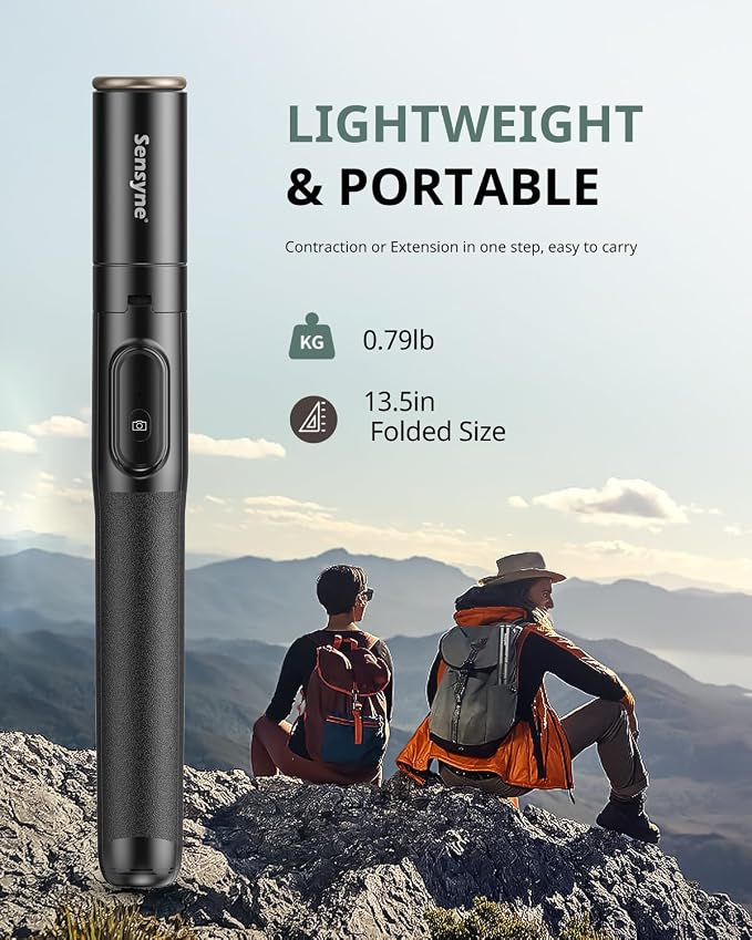 Sensyne 60" Phone Tripod - Selfie Stick, Lightweight All in One Phone Tripod Integrated with Wireless Remote Compatible with All Cell Phones for Selfie/Video Recording/Photo/Live Stream/Vlog（Black） - Image 6
