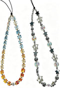 2 Pcs Phone Charm Strap Hand Wrist Strap Camera Lanyard Pearl Beaded Cute Chain String Accessories Universal for iPhone 17 Pro Max 16 15 14 for Samsung Women Girls Keychain Bag Autumn Crystal and Star by Casecond