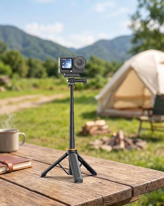 14.5" Mini Camera Tripod & Selfie-Stick for DJI Osmo Pocket 4P/4/3/2, GoPro Hero 13/12/11/10/9, DJI Action 6/5 Pro/4, Portable Travel Stand/Vlogging Handle Grip/Accessory for Video Recording - Image 8