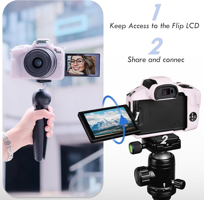 Rieibi EOSR50 EOS R50 Case, Soft Silicone Protective Case for Canon EOS R50 EOSR50 Vlogging Camera, Lightweight EOS R50 Camera Case Cover Grip Body Skin - Light Pink - Image 5