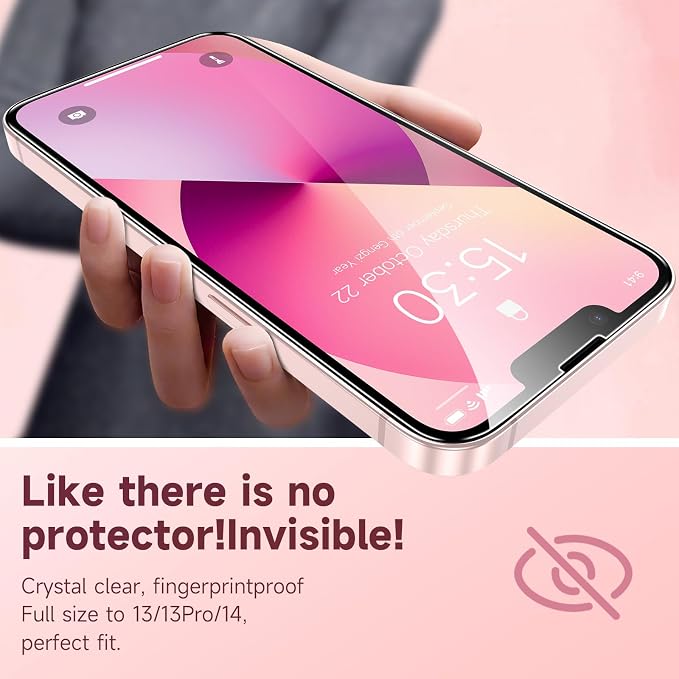 Fotbor for [3 Pack] iPhone 16e/13/13 Pro/14 Screen Protector Glass, 9H Tempered Glass Case Friendly HD Film Accessories iPhone 16e 13 13Pro 14 6.1" - Image 3
