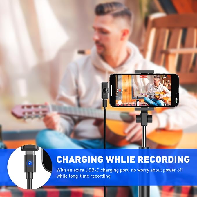 2 Pcs Wireless Lavalier Microphone for iPhone 17 16 to 7/Androids/PC/Camera | 30H Charging Case, 2.4G, 48kHz/24bit, DSP Noise Reduction, Mute, Clip-on Mini Mics for Live Streaming/Vlogging/TikTok/YouTube - Image 6