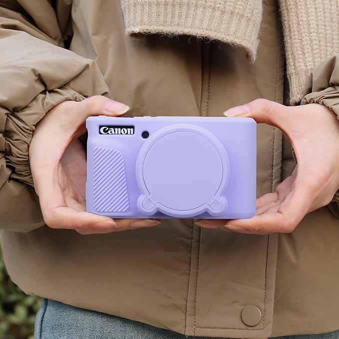 BOVKE Silicone Camera Case for Canon PowerShot SX740 / SX730 Digital Camera, SX740 HS Soft Protective Case Cover Rubber Camera Slim Fit Sleeve with Removable Lens Cover, Lilac - Image 7