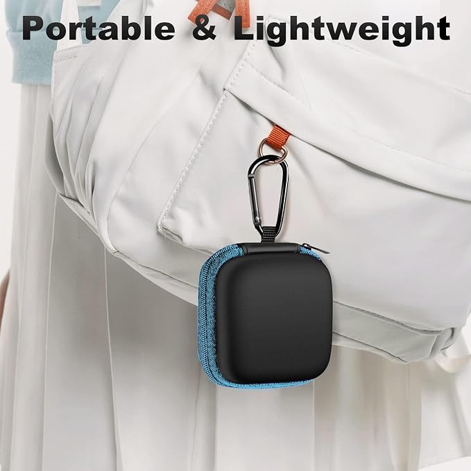Square Earbud Case Portable EVA Carrying Case Storage Bag Cell Phone Accessories Organizer with Carabiner for Earphone, Earbud, Earpieces, SD Memory Card, Camera Chips, Tech Pouch, Blue1 - Image 7