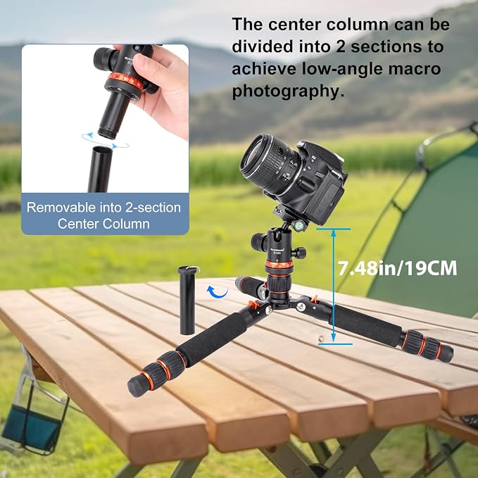 Koolehaoda Mini Tabletop Tripod with 360° Ball Head, Aluminum Portable | Compact Lightweight Desktop Camera Tripod Stand with Quick Release Plate, Adjustable Height for DSLR Video Camcorder Phone - Image 7