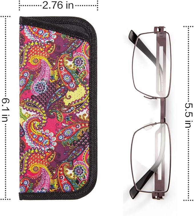TRIUMPH VISION 3 Pack Reading Glasses Pouch Soft Case Eyeglass Sleeve Slim | Alternative to Bulky Case in bag, Lightweight Lined Padded Protect Optical lens Slip in, Cute Pattern Portable for Daily Use - Image 2