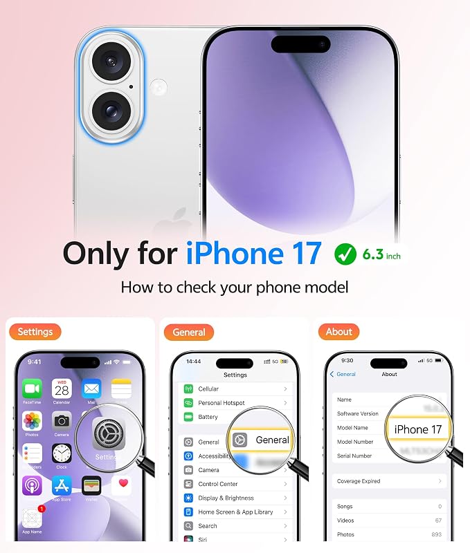 FNTCASE for iPhone 17 Case, Compatible with Magsafe, Glass Screen Protector | Full Camera Protection, Translucent Matte, 14FT Military Grade Drop Proof, Shockproof Protective Phone Cover, Light Purple - Image 2