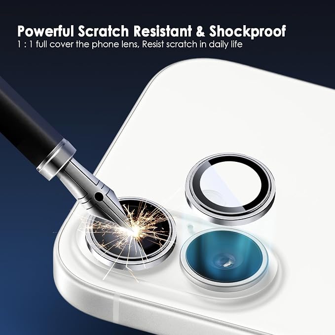 Camera Lens Protector for iPhone 17, Silver | AR+AF, 9H Tempered Glass, Individual Metal Ring, Anti Glare, Fall Protection, Camera Screen Cover - Image 2